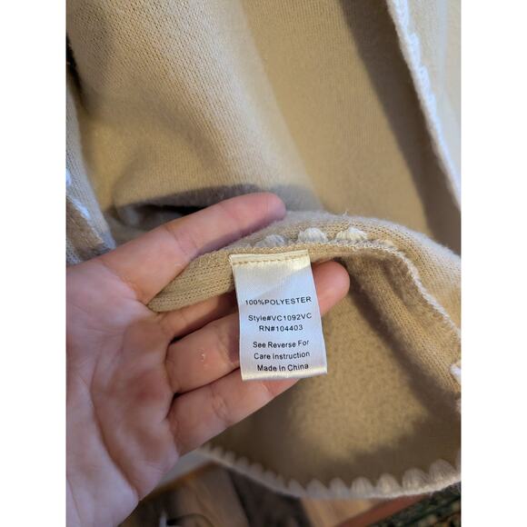 vici cream fleece belted trimmed coat size Medium - Picture 7 of 9